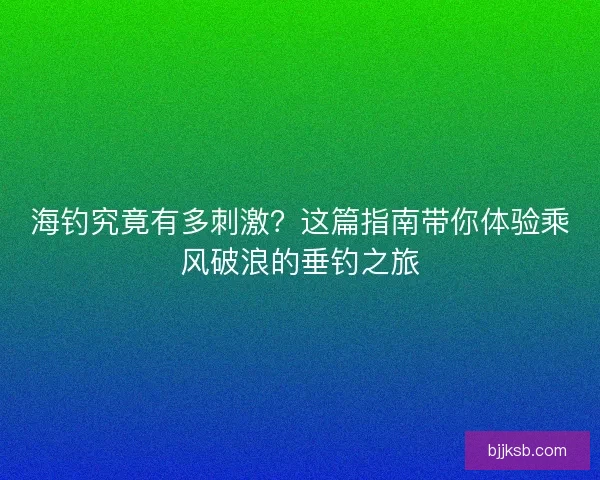 海钓究竟有多刺激？这篇指南带你体验乘风破浪的垂钓之旅